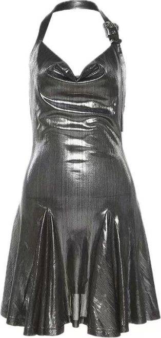 High-Shine Reflective Tie-Waist Skirt